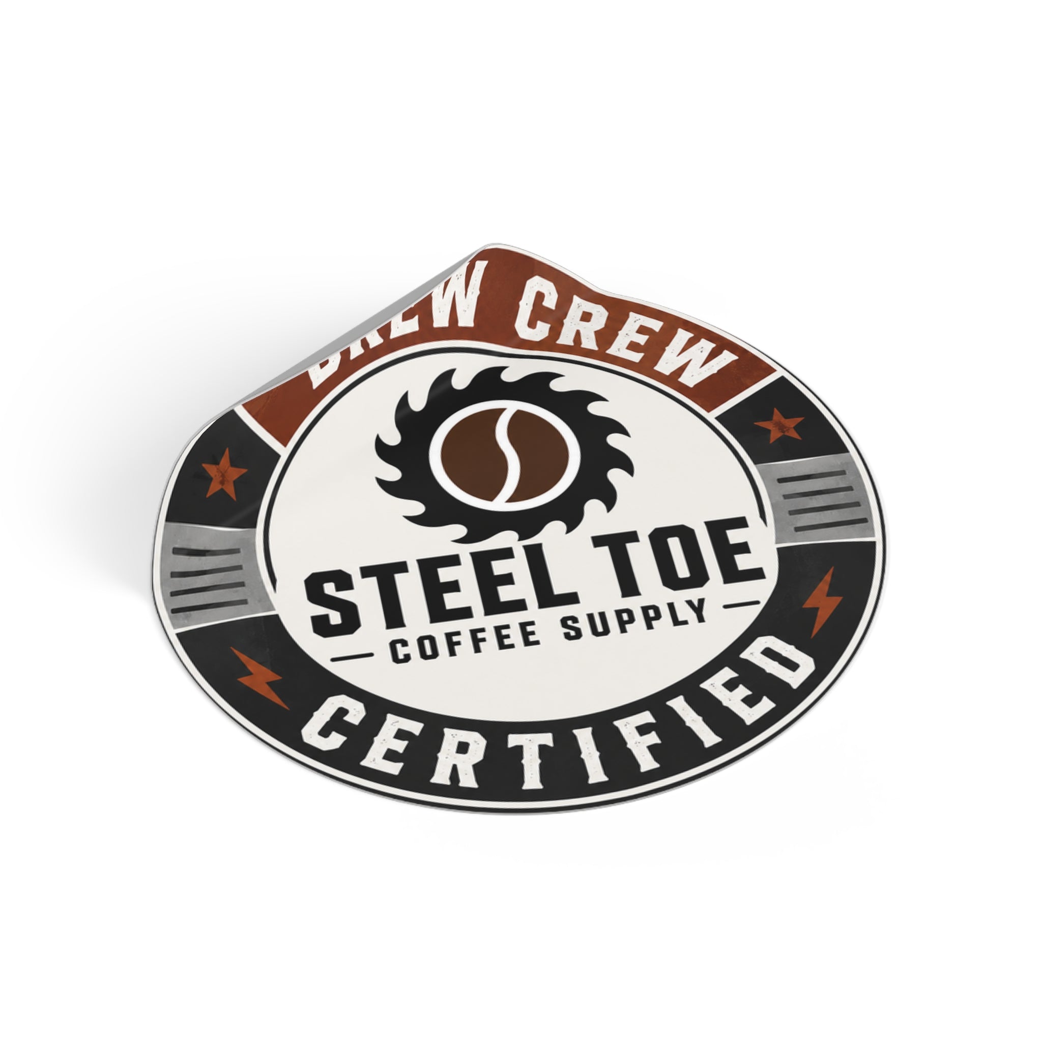 'Brew Crew Certified' Steel Toe Coffee Supply Logo