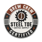 'Brew Crew Certified' Steel Toe Coffee Supply Logo