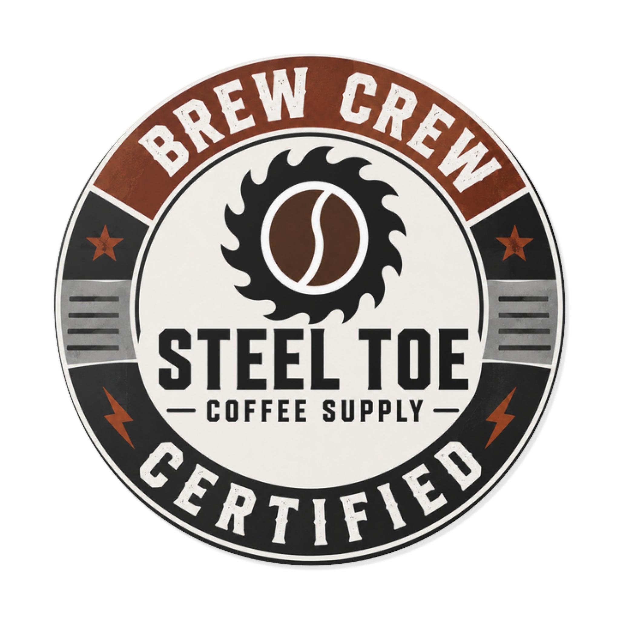 'Brew Crew Certified' Steel Toe Coffee Supply Logo