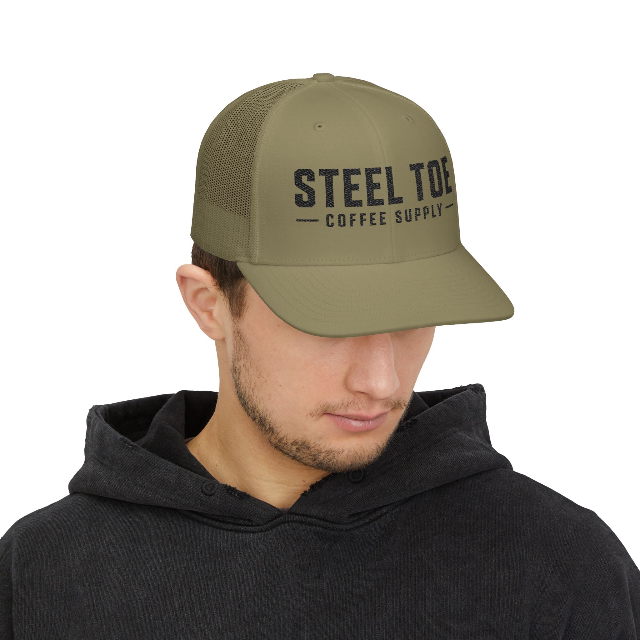 Steel Toe Coffee Supply Trucker Cap — Vintage Logo Snapback Hat